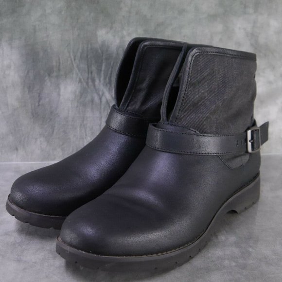 North Face BLACK/GRY Leather & Canvas BALLARD II PULL ON Ankle Boots Size 9 ANB - Picture 6 of 12